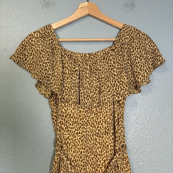 Anthropologie Bolano Leopard Print Midi Button Front Dress Size 0 Boho - Picture 9 of 14